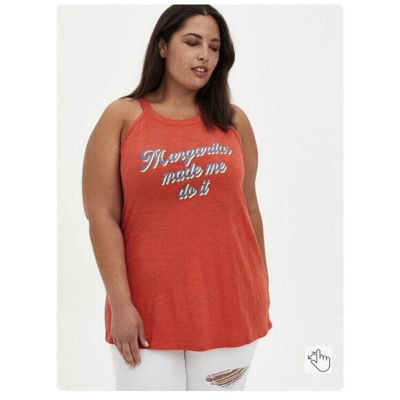 NWT TORRID SIZE 00 10 M/L RED MARGARITA Margaritas Made Me Do It HIGH NECK TANK - Picture 1 of 3